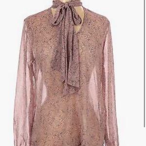 BB Dakota Sheer Necktie Long Sleeve Blouse